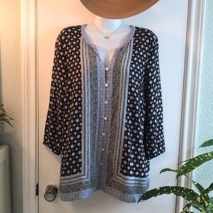 J. Jill 100% Rayon Button Down Floral Top Size S